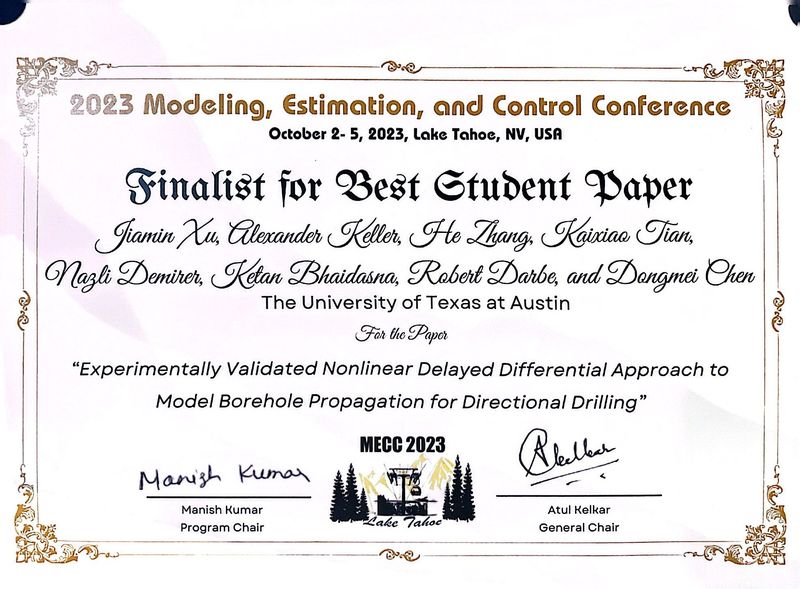 Jiamin's Paper Selected as Finalist for Best Student Paper at MECC 2023!